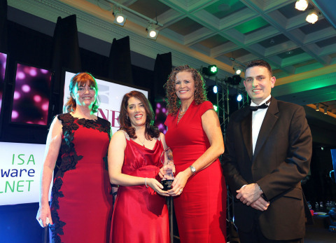 From left to right Eileen O’Sullivan, Chief Financial and Operating Officer Afilias Technologies, Louise Coulter, HR Business Partner, FINEOS, Joanne McMullan, Chief People Officer, FINEOS, Cronan McNamara, Founder & CEO, Crème Global and Chair of Irish Software Association (Photo: Business Wire)