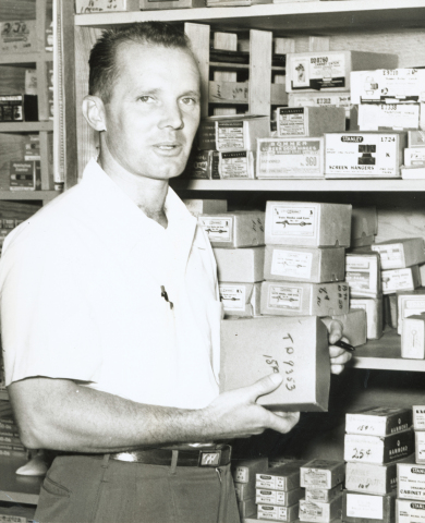 Chuck Williams, in 1953, stands in the downtown Sonoma hardware shop he converted into the first Williams-Sonoma store. (Photo: Business Wire)