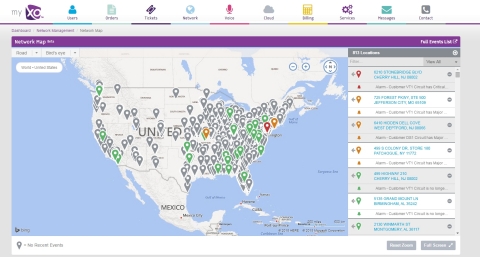 Customer network map view on myXO portal. (Photo: Business Wire)