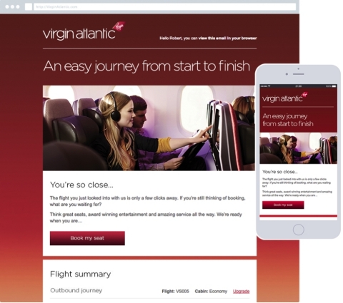 Virgin Atlantic's Email Remarketing Campaign (Graphic: Business Wire)