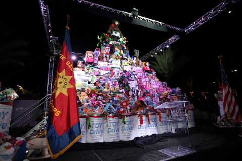 On-stage presentation of just some of the 17,368 toys that Viejas has donated to the Salvation Army. (Photo: Business Wire)