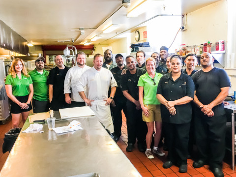 Casa Marina Chef Alex Beaumont (center, fifth from left) led a team of hotel and Waste Management staff to achieve a successful Zero Waste Event as part of the Seventh Annual Southeast Florida Regional Climate Leadership Summit at the hotel. (Photo: Business Wire)