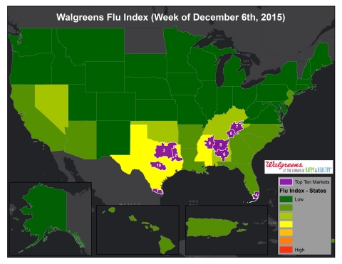 Walgreens Flu Index (Week of December 6, 2015) (Graphic: Business Wire)