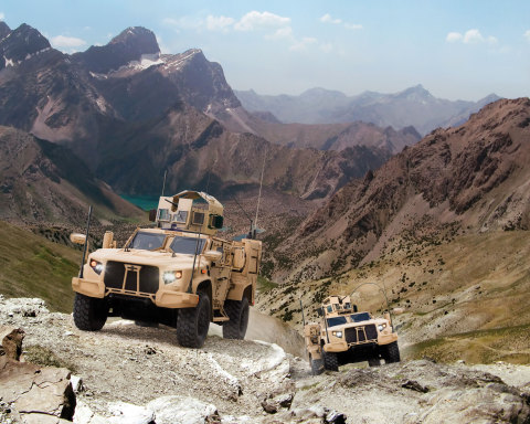 The Oshkosh L-ATV combines the ballistic capability of a light tank, the underbody blast protection of a Mine Resistant Ambush Protected (MRAP) class vehicle and the extreme mobility of a Baja racer. (Photo: Business Wire)