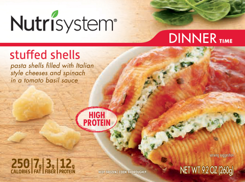 Nutrisystem stuffed shells. Nutrisystem debuts all-new packaging featuring easy-to-read nutritional labels. (Photo: Business Wire)