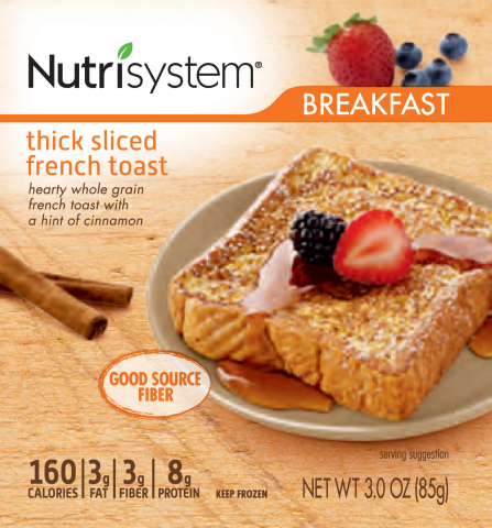 Nutrisystem thick sliced french toast. Nutrisystem debuts all-new packaging featuring easy-to-read nutritional labels. (Photo: Business Wire)