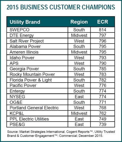 2015 Business Utility Customer Champions (Graphic: Business Wire)