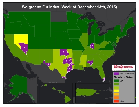 Walgreens Flu Index (Week of December 13, 2015) (Graphic: Business Wire)