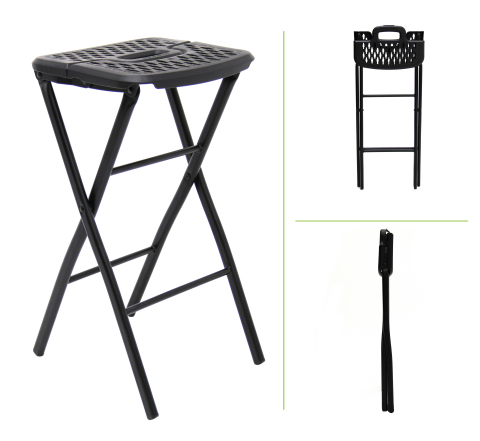 Suited for a variety of home, entertainment, and travel uses, the Flex-One Folding Stool weighs only 5 lbs. and stands 24 inches high when set up. The stool folds to a remarkable 2.5-inch width for storage. A heavy-duty steel stool frame is topped with a stain-resistant, 13-inch wide plastic flex seat. (Photo: Business Wire)