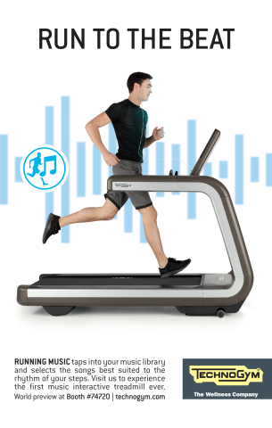 Technogym previews the world's first music interactive treadmill at CES 2016 (Graphic: Business Wire)
