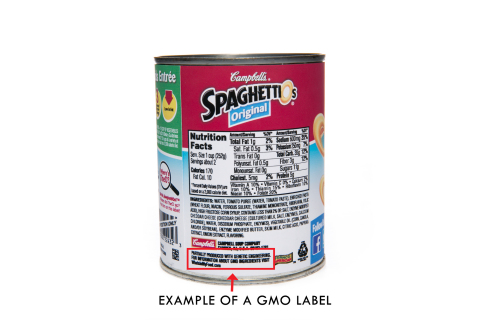 This label was prepared to comply with pending GMO labeling legislation in Vermont. Campbell is call ... 
