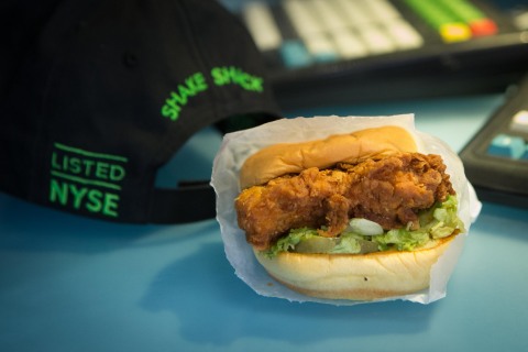 Shake Shack Chick’n Shack sandwich debuts at the New York Stock Exchange (Photo: Business Wire)