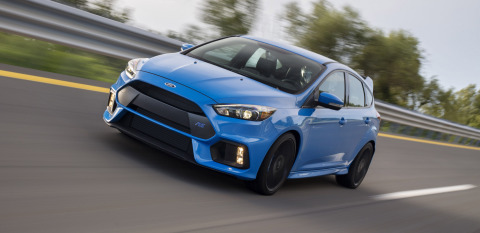 With U.S. sales of Ford's performance cars outpacing the overall industry, production kickoff for the company's long-anticipated, 350-horsepower hot hatch couldn't come at a better time. The first all-new Focus RS has rolled off the line in Saarlouis, Germany. (Photo: Business Wire)