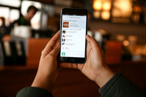 Starbucks launched a new digital music experience with leading streaming music service Spotify. (Photo: Business Wire)