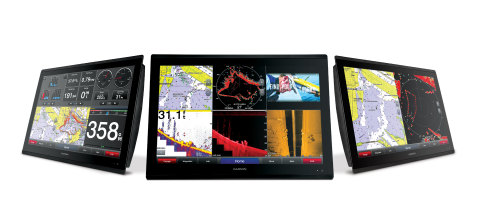 The GPSMAP 8600 MFDs provide a sleek glass helm look and are available in 17-, 22-, and 24-inch displays that feature full HD in-plane switching (IPS) screens with multi-touch control. Boasting new and improved processors, they provide increased performance, enhanced video processing, and the fastest chart drawing offered in a Garmin MFD. (Photo: Business Wire)