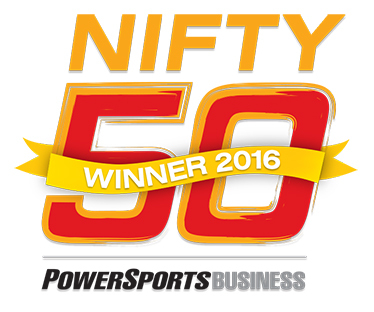 EFG Companies charts the Powersports Business Nifty 50 list for the second year in a row with their WALKAWAY product for motorcycle dealers. (Graphic: Business Wire)