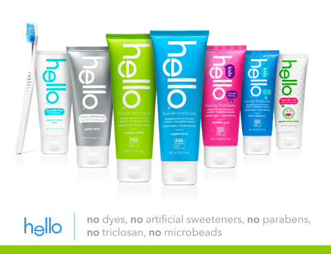 Meet Your New Squeeze: New hello Products Naturally Friendly Toothpastes Now in Oral Care Aisle at National Retailers (Photo: Business Wire)