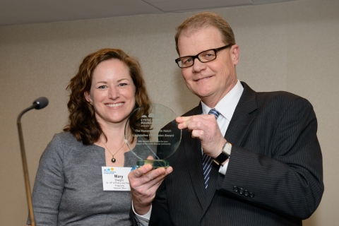 Jeff Wrase, Chief Economist in the Senate Committee on Finance, accepted the "Legislative Champion Award" on behalf of Senator Orrin Hatch. Mary Dwight, senior vice president for Policy for the Cystic Fibrosis Foundation, presented the award. (Photo: Business Wire)