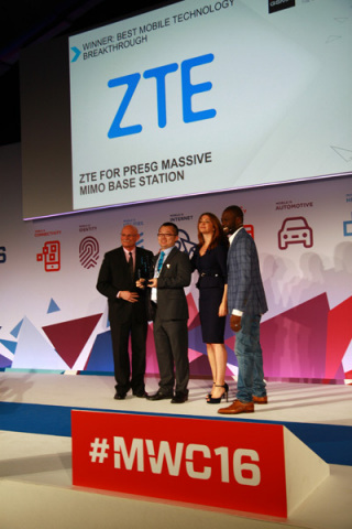 ZTE Wins Global Mobile Award for Pre5G Massive MIMO at MWC 2016 (Photo: Business Wire)