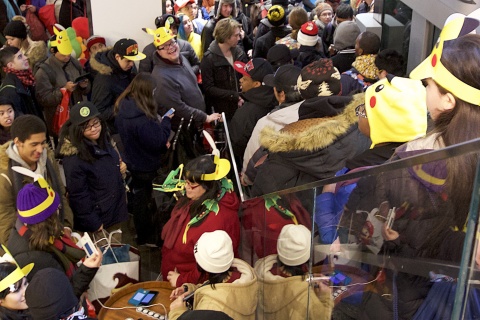 In this photo provided by Nintendo of America, fans gather for the Pokémon 20th Anniversary Fan Celebration at Nintendo NY on Feb. 27, 2016. (Photo: Business Wire)