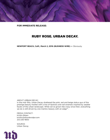 Ruby Rose. Urban Decay. Obviously.