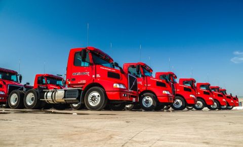 Sea-Logix's brand new fleet of Volvo tandem axle tractors leased from Ryder. (Photo: Business Wire)