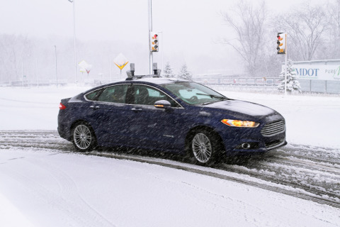 Ford's autonomous vehicles collect and process significantly more mapping data in an hour than the average person uses in mobile-phone data in 10 years. This is one of six facts Ford has revealed about its technology that allows for a car to drive itself in snow. (Photo: Business Wire)