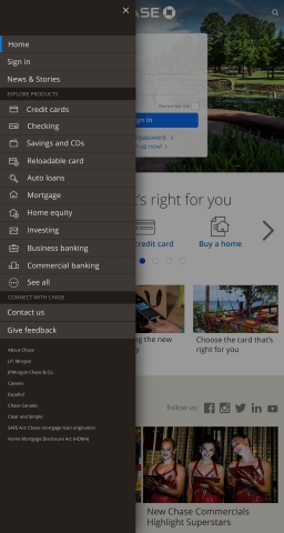 Chase.com side menu navigation (Graphic: Business Wire)