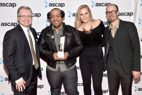 From left: Gilles Godard (ole VP, Corporate Affairs and Development), Timbaland (ole songwriter), Jennifer Essiembre (ole Senior Manager, Creative), and Brandon Schott (ole Director, Synchronization & Licensing).