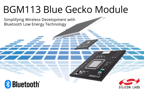 Silicon Labs BGM113 Blue Gecko module simplifies wireless development with Bluetooth low-energy technology. (Graphic: Business Wire)