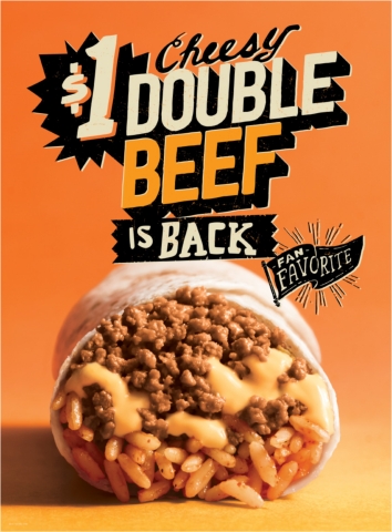 The Cheesy Double Beef Burrito and Beefy Crunch Burrito will kick off the return of Taco Bell's Fan Favorite menu items. (Graphic: Business Wire)
