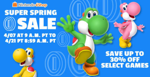 Spring into savings on Nintendo eShop with the Super Spring Sale! Save up to 30 percent off select games in Nintendo eShop starting at 9 a.m. PT on April 7 until 8:59 a.m. PT on April 21. (Graphic: Business Wire)