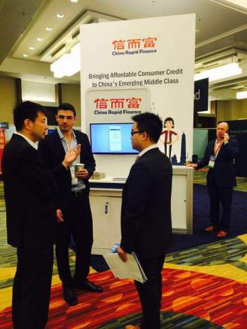 China Rapid Finance displays its Predictive Selection Technology, Credit Scoring Technology and Automated Decision Technology at the LendIt USA conference in San Francisco, California. (Photo: Business Wire)