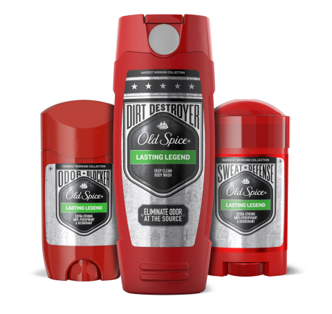 The Old Spice Hardest Working Collection includes Odor Blocker and Sweat Defense anti-perspirant/deodorants and Dirt Destroyer body wash, each providing unparalleled performance in popular Old Spice scents. (Photo: Business Wire)