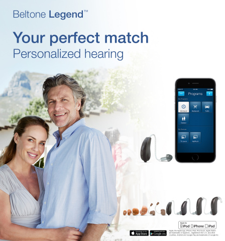 The Beltone Legend Made for iPhone hearing aid is your perfect match for personalized hearing. (Graphic: Business Wire) 