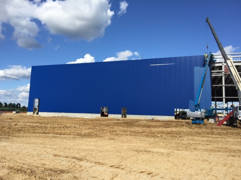 Construction progresses on future IKEA Memphis as iconic blue exterior begins to transform store opening fall 2016 (Photo: Business Wire)