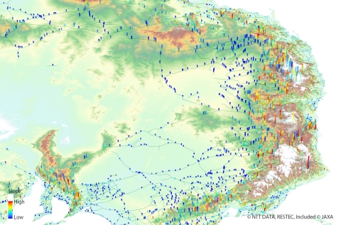 Utilization image of AW3D(TM) for global scale transportation efficiency (Route choice simulation) (Graphic: Business Wire)