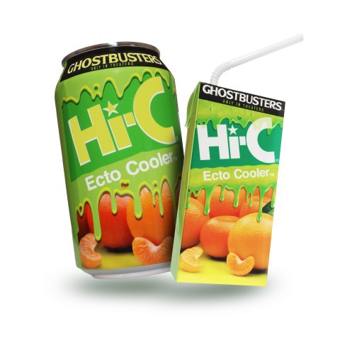 Hi-C Ecto Cooler will be available in 6-ounce juice boxes and in 11.5-ounce thermal ink cans that turns an eerie shade of slime green when the product inside is cold. (Photo: Business Wire)