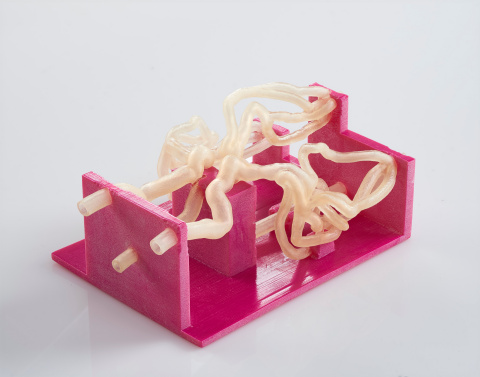 Vascular testing model used to validate new medical devices that treat brain aneurysms,  produced on the Stratasys Objet500 Connex3 3D Printer (Photo: Jacobs Institute)