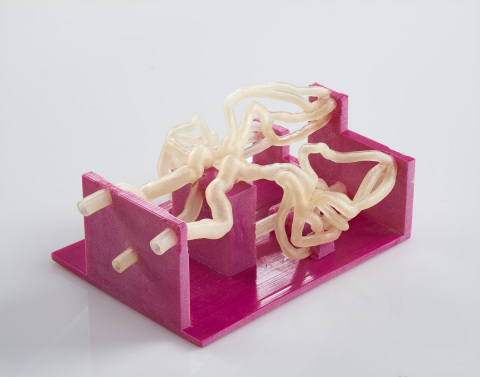 Vascular testing model used to validate new medical devices that treat brain aneurysms, produced on the Stratasys Objet500 Connex3 3D Printer (Photo: Business Wire)