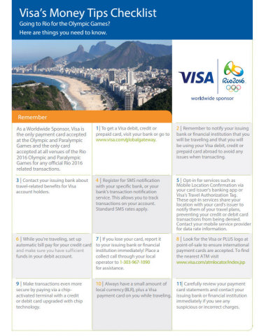 Visa's Money Tips Checklist (Graphic: Business Wire)