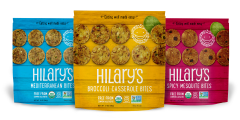 Hilary's new Veggie Bites: Mediterranean, Broccoli Casserole and Spicy Mesquite (Photo: Business Wire)