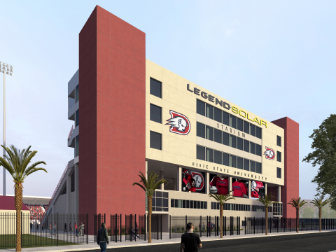 Rendering of the west grandstands of Dixie State University's Legend Solar Stadium. The stadium was renamed as part of a $10 million donation to Dixie State University. (Photo: Business Wire)