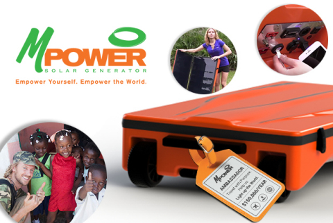The Global Ambassador will deliver donated solar generators to families without electricity around the world. mPower Solar Generators charge during the day and store enough energy to provide light at night, while quietly charging devices and appliances for many hours.(Graphic: Business Wire)