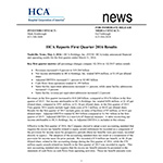 HCA Reports First Quarter 2016 Results