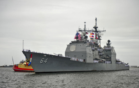 BAE Systems will perform repair, maintenance, and modernization work aboard the 567-foot-long USS Gettysburg (CG 64) under a new U.S. Navy contract. (Photo: U.S. Navy)