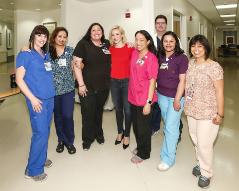 Actress and mother, Kristen Bell is joining Johnson & Johnson to raise awareness of the vital role that nurses play in healthcare, around National Nurses Week (May 6-12). Bell paid a special visit to surprise the nurses at Providence Saint Joseph Medical Center in Los Angeles and offer a personal thank you for their work and issued an important public call to action to support The Foundation of the National Student Nurses’ Association (FNSNA). People can download the Johnson & Johnson Donate a Photo app and for every photo shared through the app throughout May, Johnson & Johnson will donate $1 to support nursing student scholarships through FNSNA. (Photo: Business Wire)
