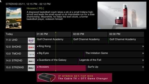 Screenshot of eGUIDE, powered by Rovi's Fan TV platform, on eBOX (Photo: Business Wire)