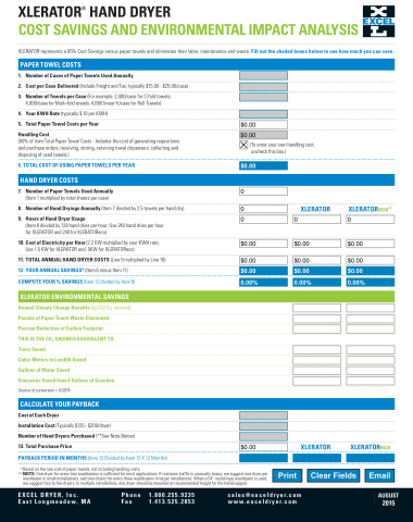 Excel Dryers vs. Paper – Calculate Your Savings (Graphic: Business Wire)