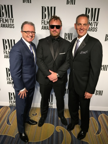 (L-R) Gilles Godard (VP, Corporate Affairs and Development, ole), Composer Jeppe Riddervold, and Michael O'Neill (CEO, BMI) (Photo: Business Wire)